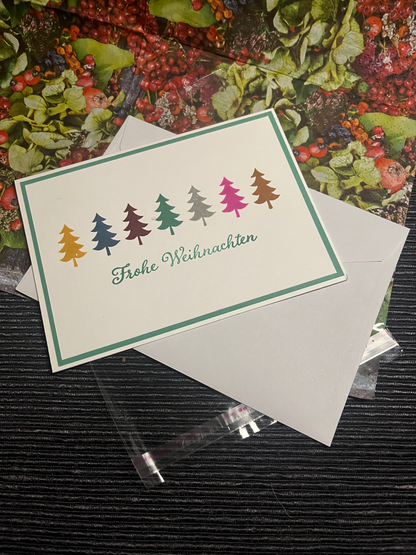 Weihnachtskarte "Bunte Tannen"