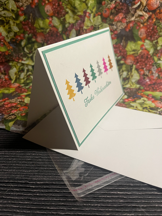 Weihnachtskarte "Bunte Tannen"